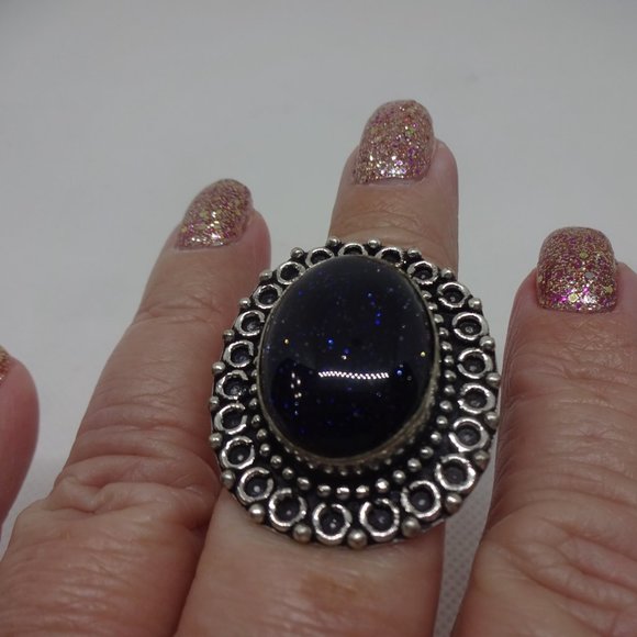 Sparkling "BLUE SUNSTONE" Handmade Sterling Ring Size 9 #128A - Picture 3 of 3